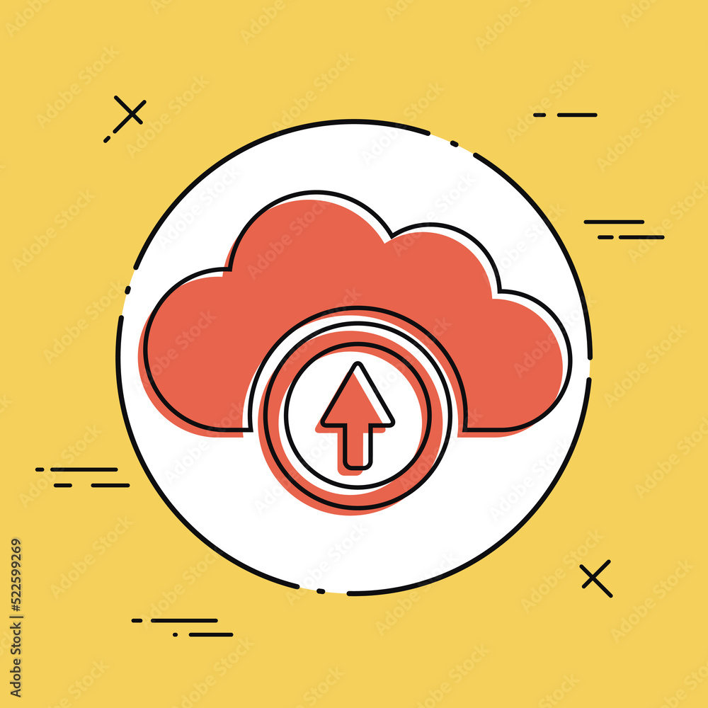 Poster cloud upload - vector flat minimal icon