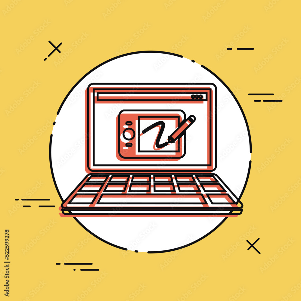 Poster designer tablet application - vector flat minimal icon
