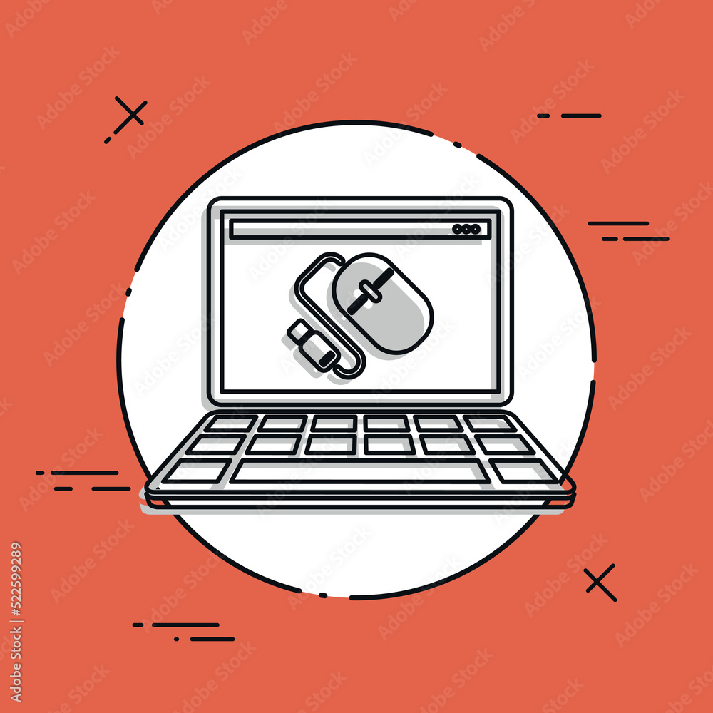 Poster usb mouse - vector flat minimal icon