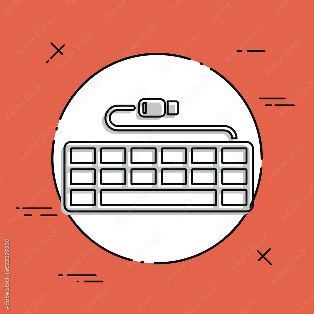 Poster usb keyboard - vector flat minimal icon