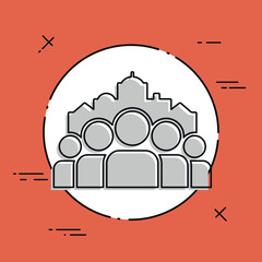 Cityscape and people community - Vector flat minimal icon