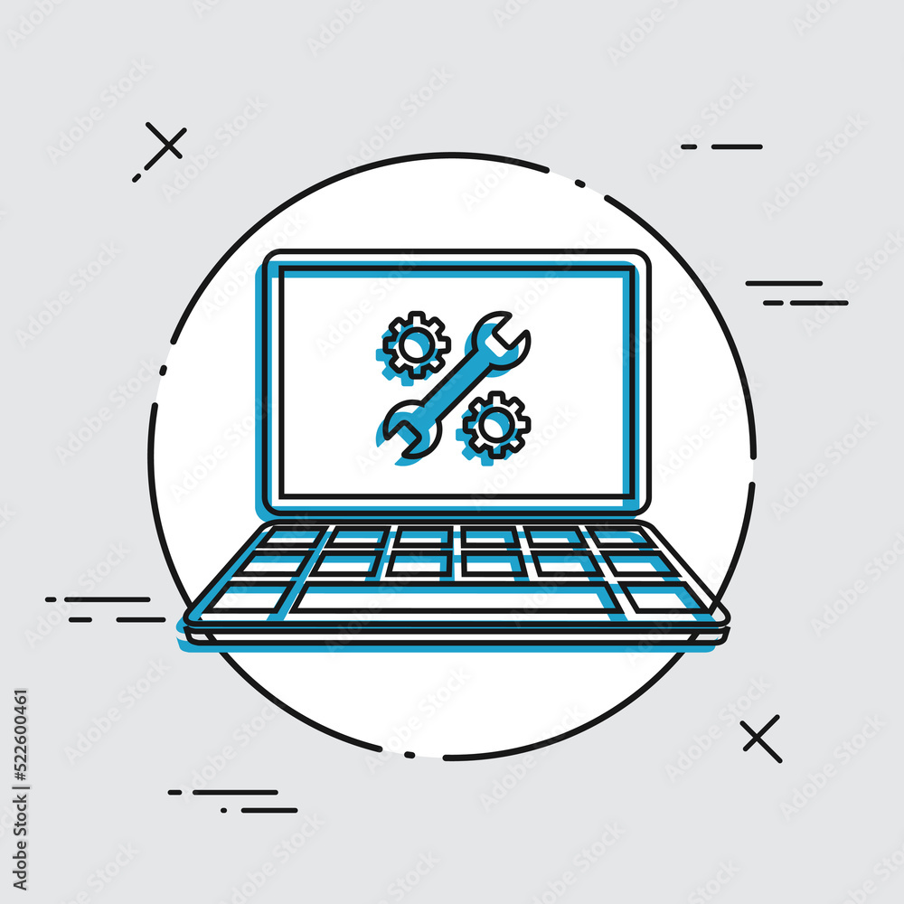 Poster computer setting - vector flat icon