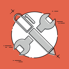 Wrench and pen - Design project - Vector web flat icon