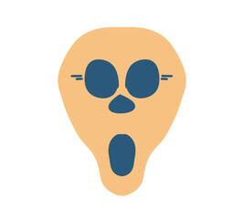 Scream mask, color picture with an evil face, on a transparent background, for Halloween decoration and printing