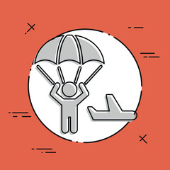 Parachuting concept - Minimal vector icon