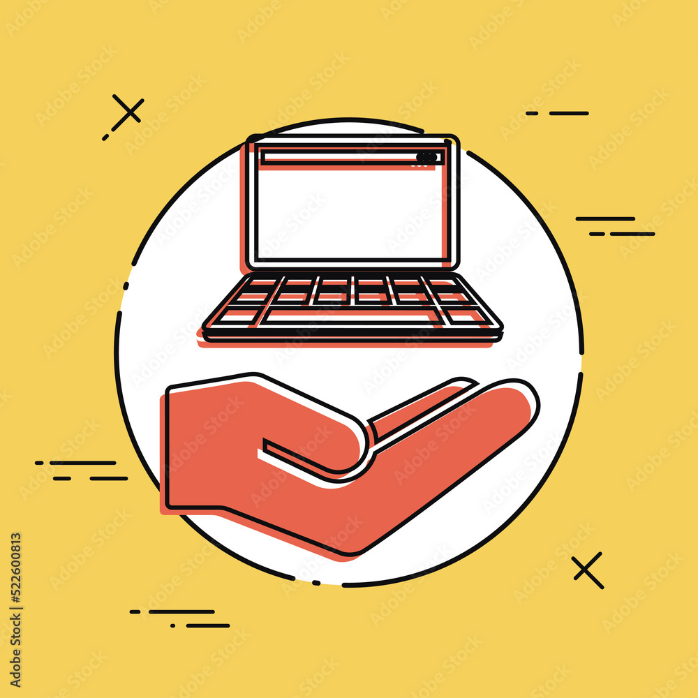 Poster computer assistance service - minimal vector icon