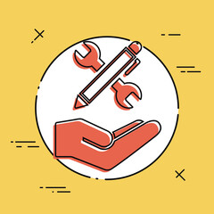 Wrench and pen - Design project icon