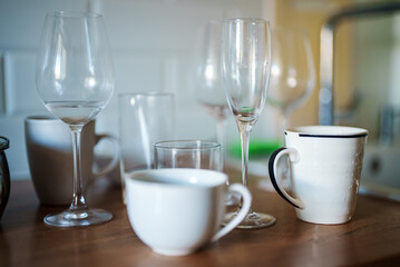 Unwashed dirty dishes after the holiday.