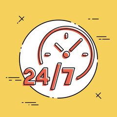 24/7 service - Vector web icon