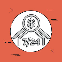 Banking services 7/24 - Vector flat icon