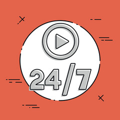 Steady multimedia services 24/7 - Vector web icon