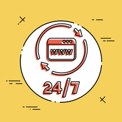 Full internet services 24/7 - Vector web icon