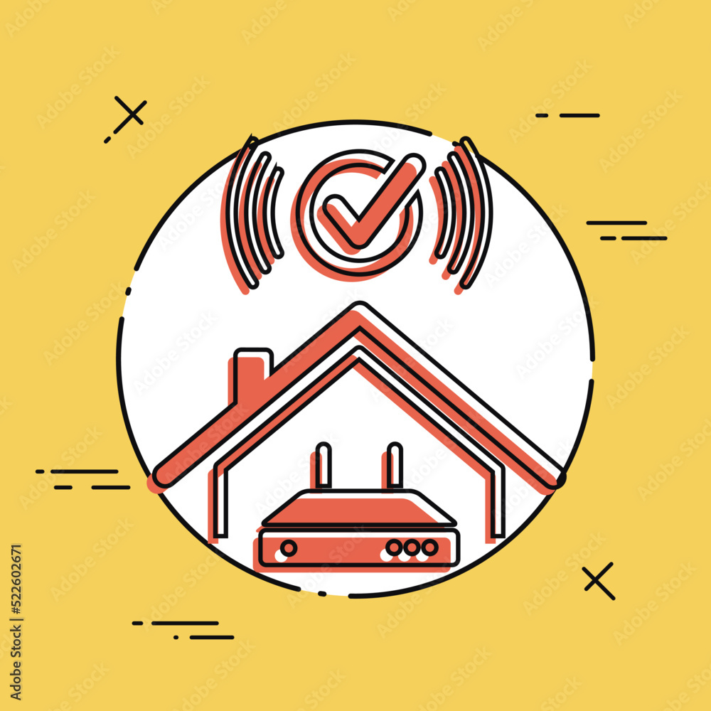 Poster check home wi-fi system - vector web icon