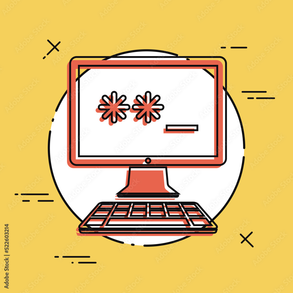 Poster private account - password - vector web icon