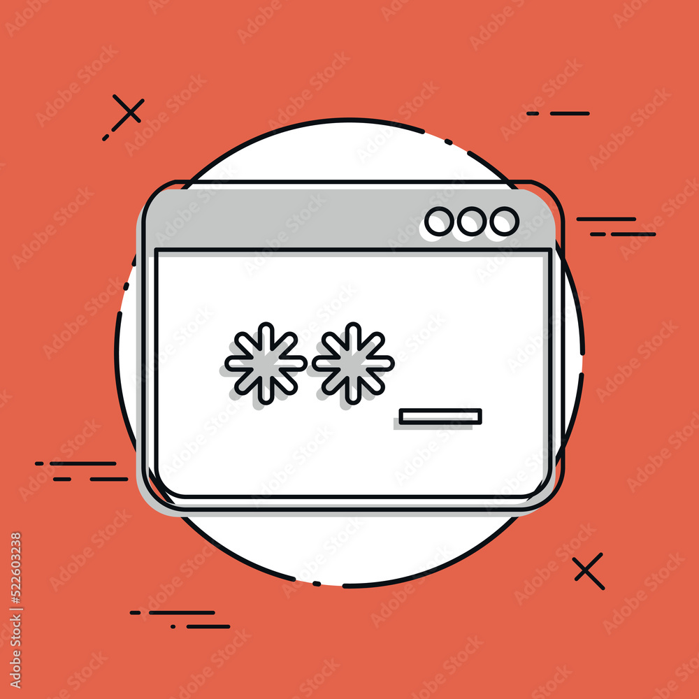 Poster private account - password - vector web icon