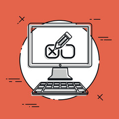 Web test with multiple choice questions - Vector web icon