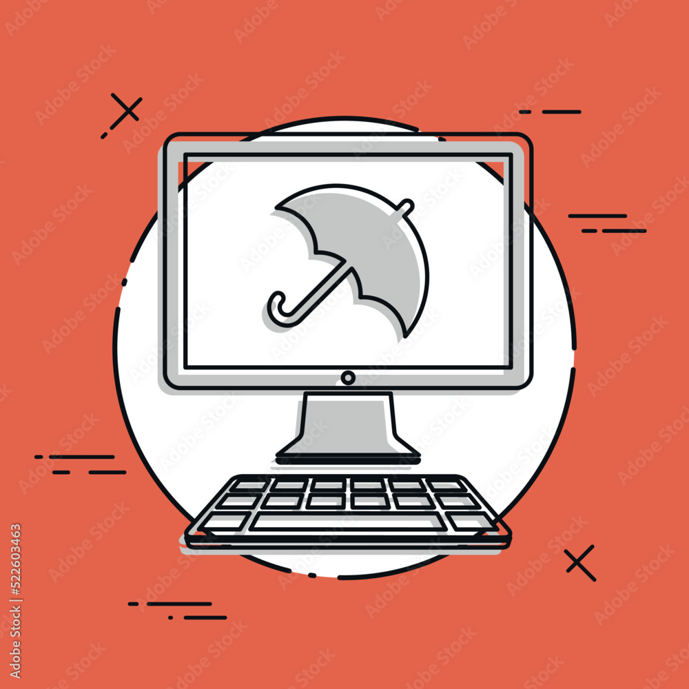 Poster computer protection - vector web icon