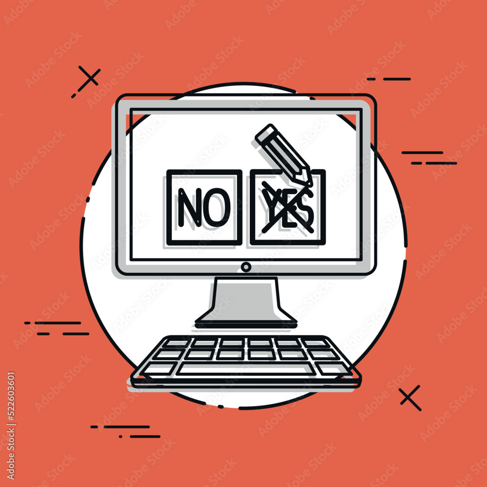 Poster check web option - approve or decline - vector flat icon
