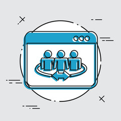 Community connection on internet - Vector flat icon