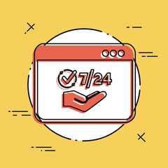 7/24 online services - Vector flat icon