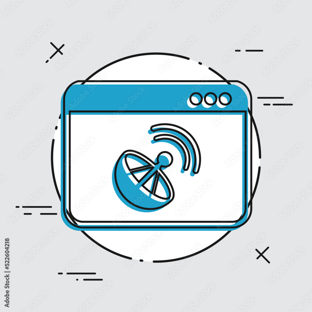 Poster satellite computer application - vector flat icon