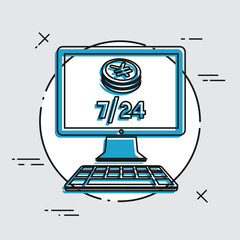 Yen - Daily banking service 7/24 - Vector flat icon