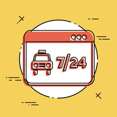 Web taxi service - 7/24 - Vector flat icon