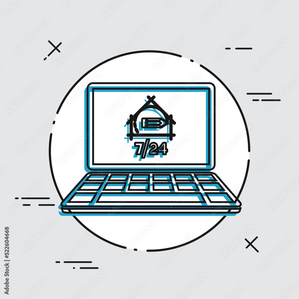 Poster architecture and designing full time web services - vector flat icon