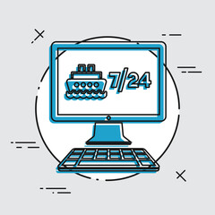 Ship travel booking agency website - Vector flat icon