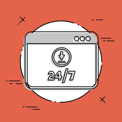 24/7 updates service - Vector flat icon