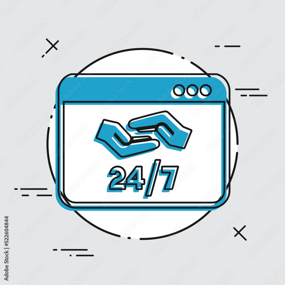 Poster 24/7 computer support - vector flat icon