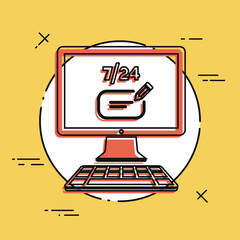 Contacte us full time - text box chat - Vector flat icon