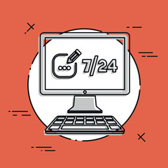 Contact message 7/24 - Vector flat icon