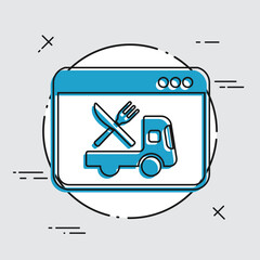 Fototapeta premium Online food shop - Delivery - Vector flat icon