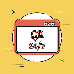 Online medical services 24/7 - Vector flat icon