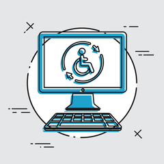 Handicap full assistance online - Vector flat icon