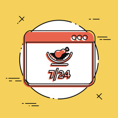 Food services meat 7/24 - Vector flat icon