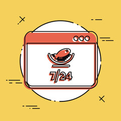 Food services fish 7/24 - Vector flat icon