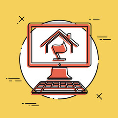 Online home flag concept - Vector flat icon