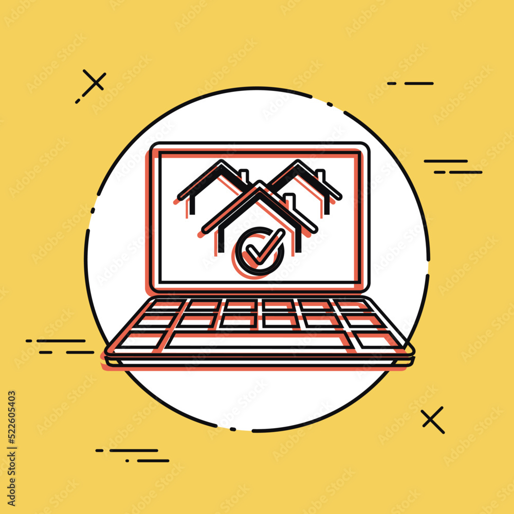 Poster real estate website symbol - vector icon of computer application