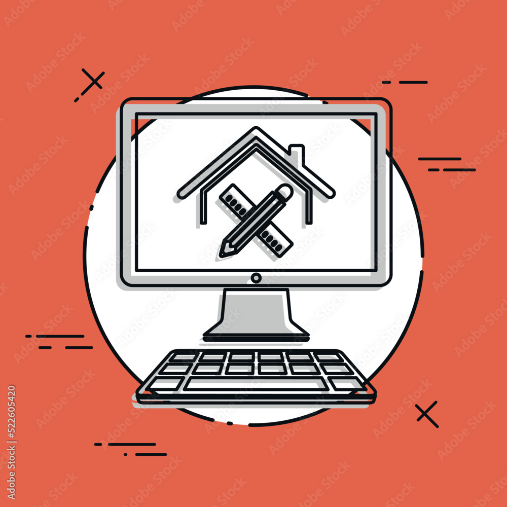 Poster home design - vector icon for computer website or application