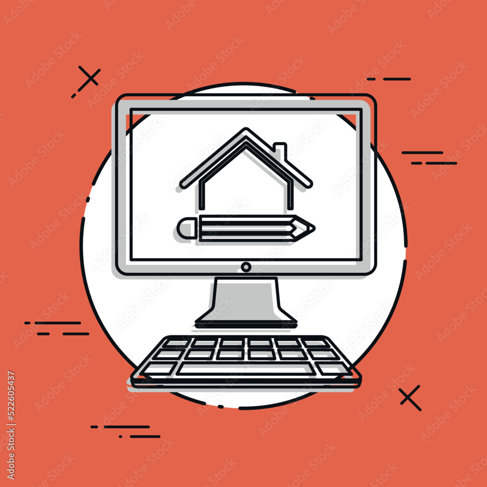 Poster house design - vector icon for computer website or application