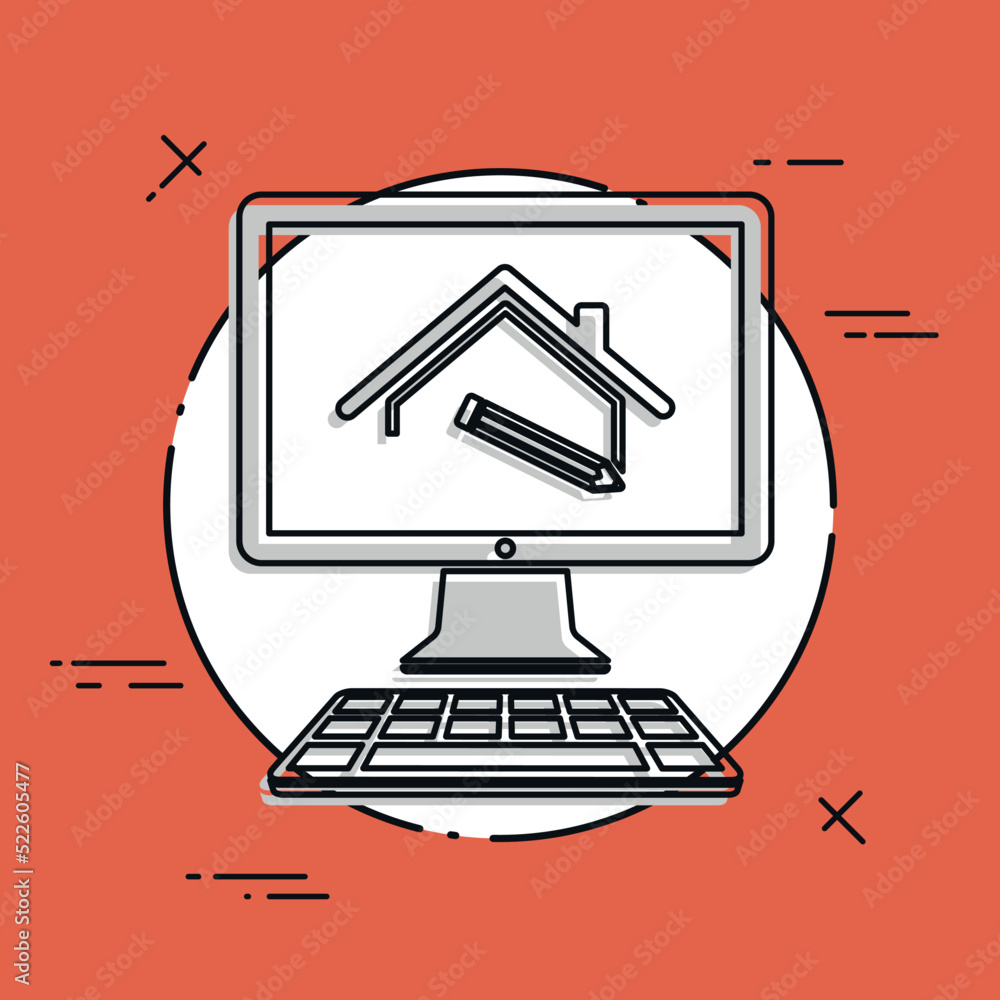 Poster home design - vector icon for computer website or application