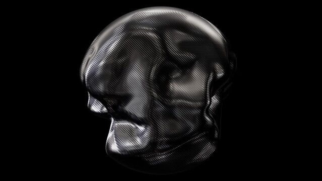 Realistic looping 3D animation of the abstract morphing carbon fiber sphere rendered in UHD with alpha matte
