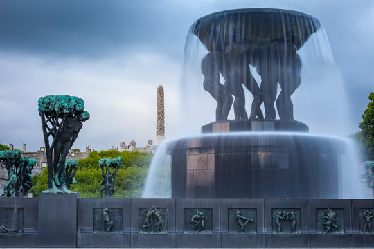 Frogner public park with statues in Oslo, Norway, Scandinavia