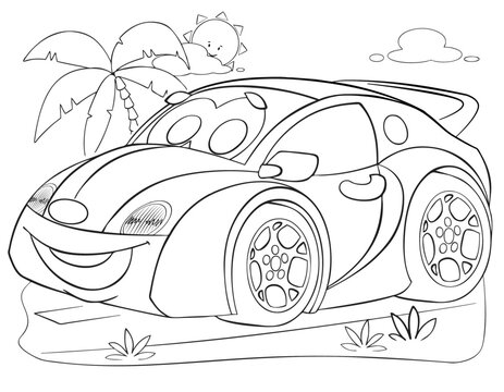 Cartoon sprot car for coloring page.	
