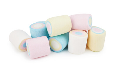 Marshmallows of different colors isolated
