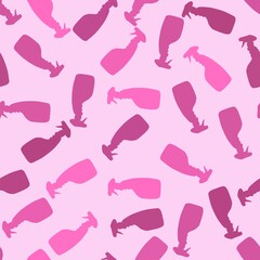 Cartoon silhouette seamless spray bottle washing pattern for Covid-19 accessories and wrapping paper