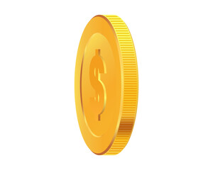 Golden money. Rotating gold coin.