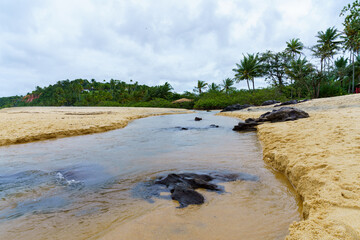 paisagem da praia do Espelho,  bonito local tur&iacute;stico do litoral nordestino em Arraial da Ajuda